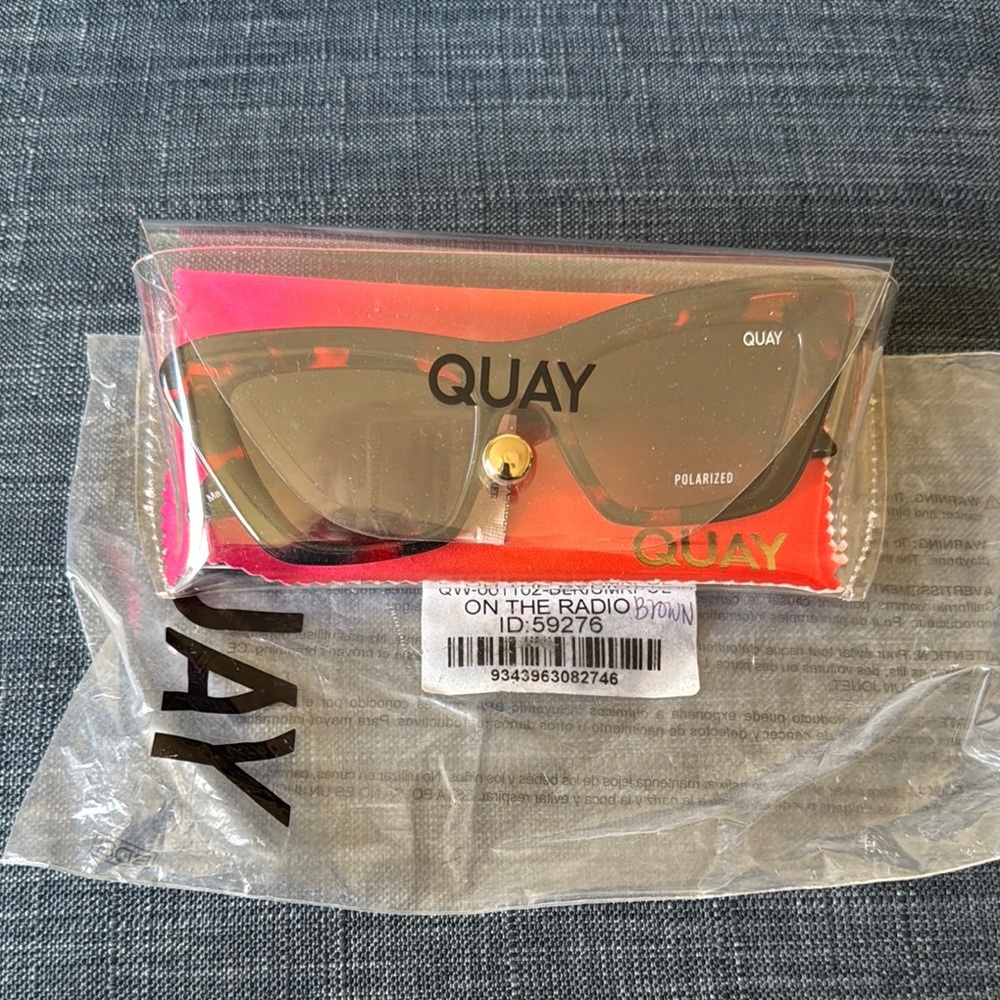 Quay brown tortoise ON THE RADIO POLARIZED cateye sunglasses NWT